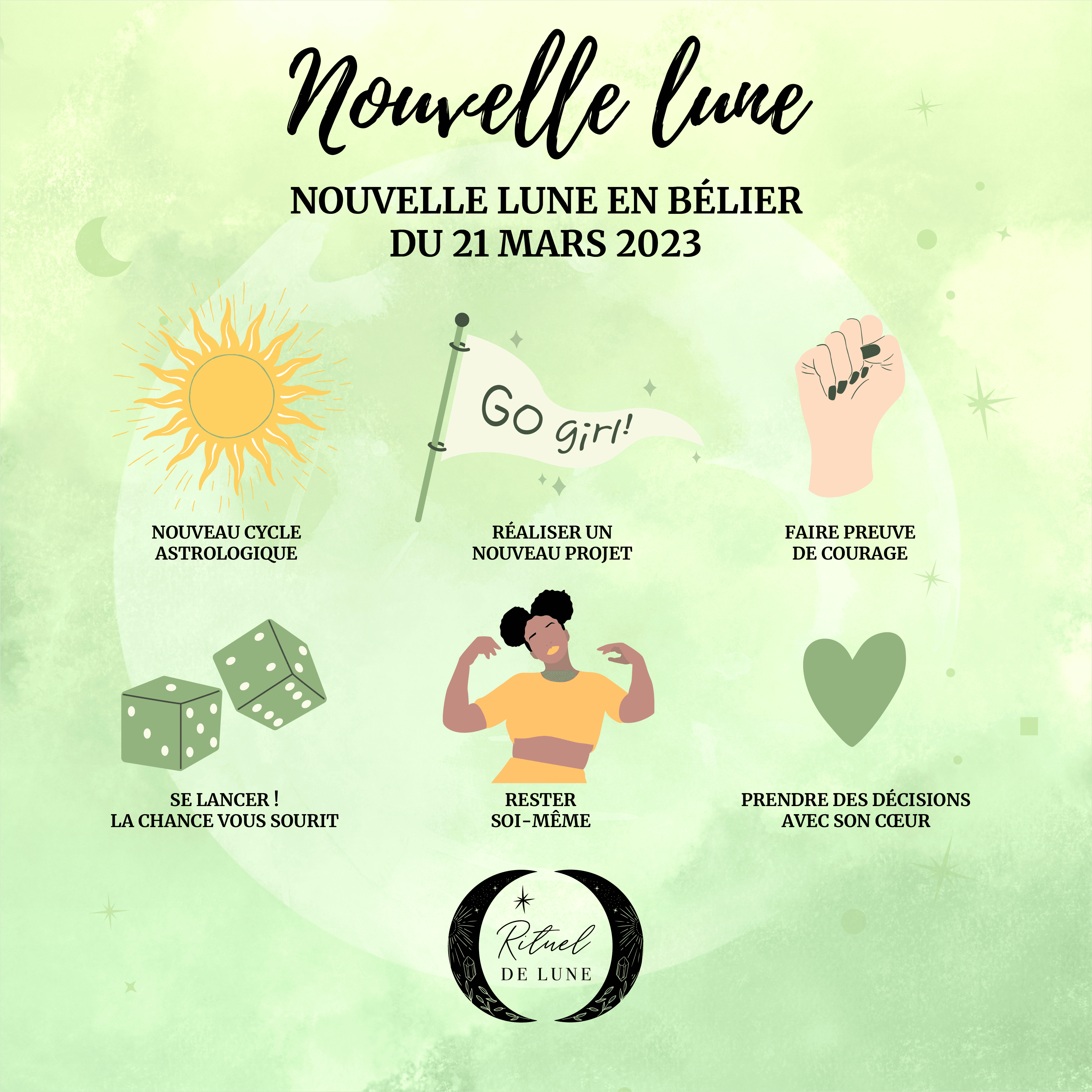 La Nouvelle Lune du 21 mars 2023 en Bélier | Rituel de Lune