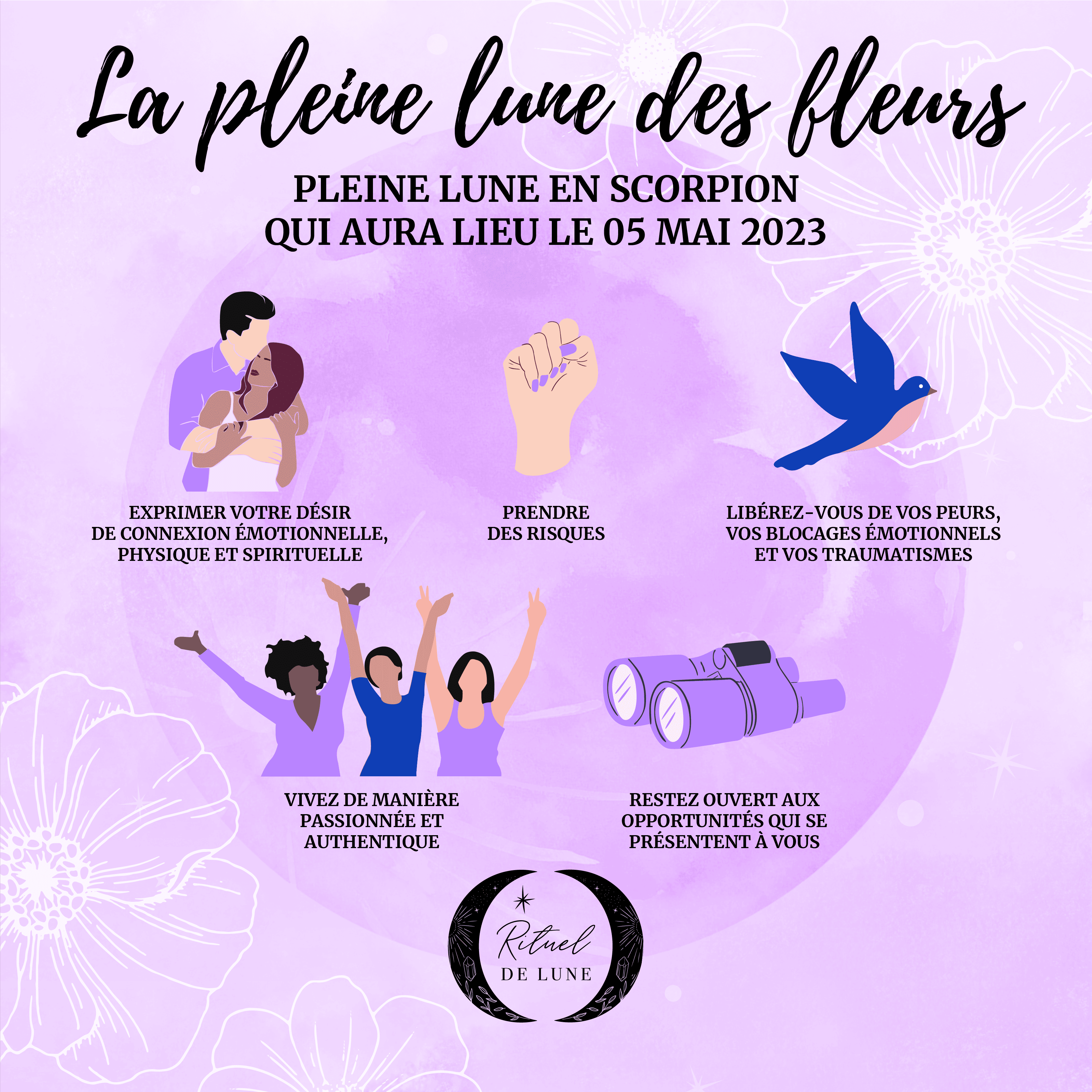 La pleine lune des fleurs en Scorpion du 5 mai 2023 | Rituel de Lune