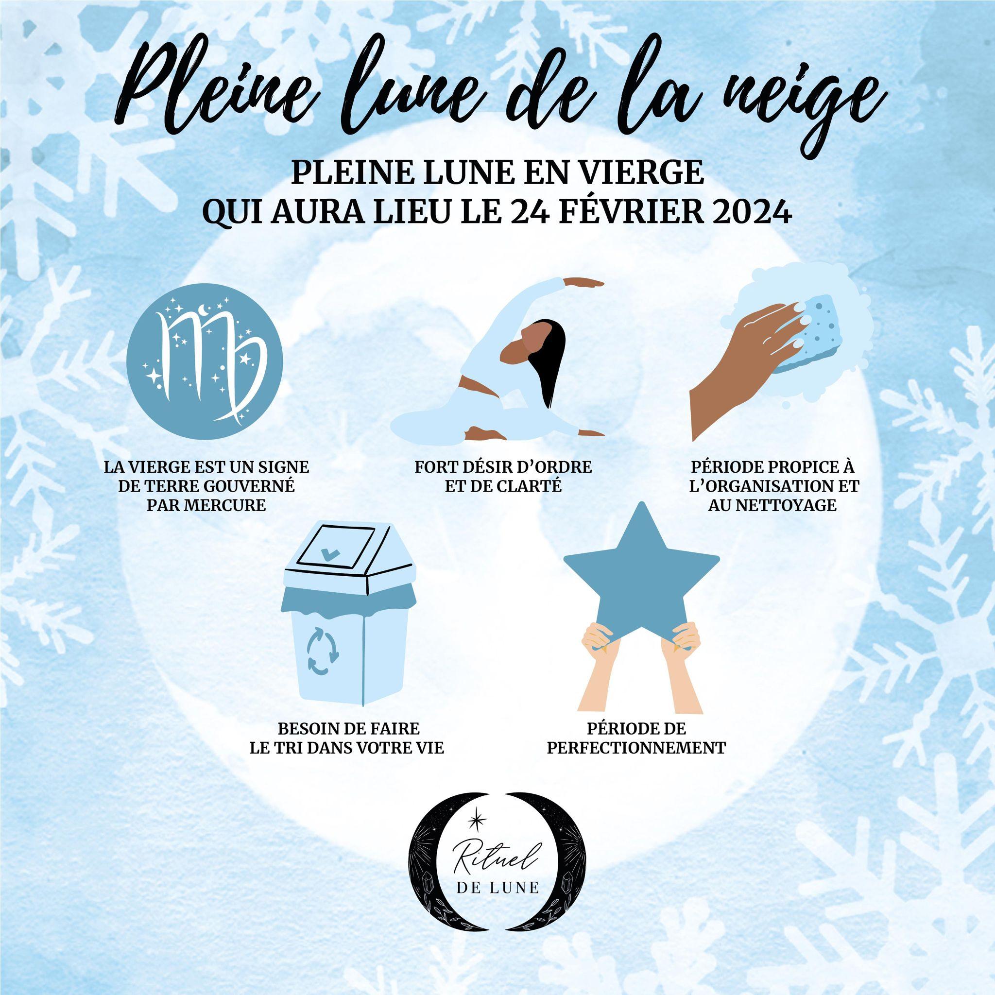Le 24 février 2024, pleine lune en vierge aussi appelée la pleine lune de la neige | Rituel de Lune