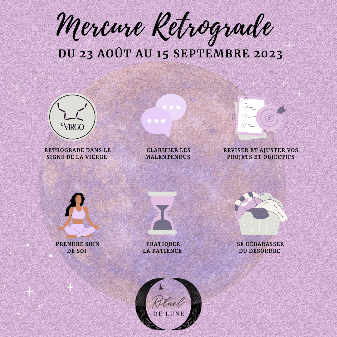 Mercure retrograde en vierge du 23 août au 15 septembre 2023 | Rituel de Lune