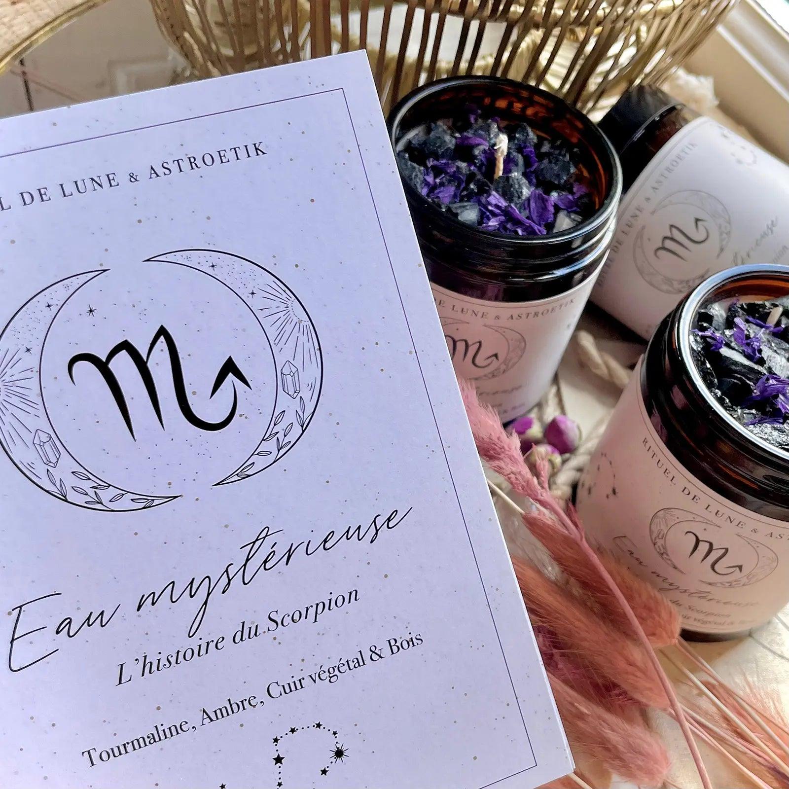 Bougie Astro « Eau mystérieuse », L’histoire du Scorpion... • Rituel de Lune