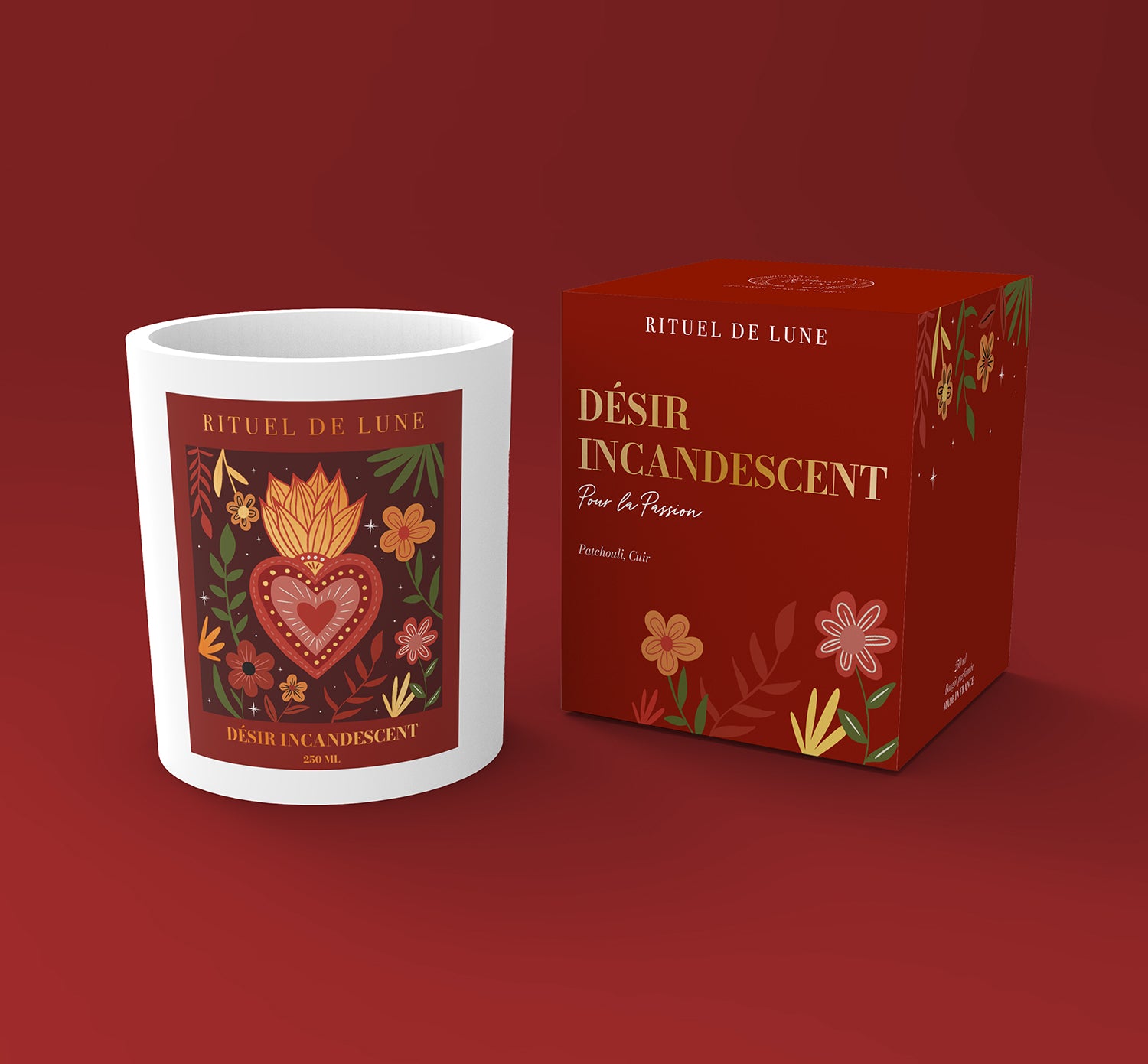 Bougie "Désir Incandescent" pour l'amour, la passion et le désir - 250ml