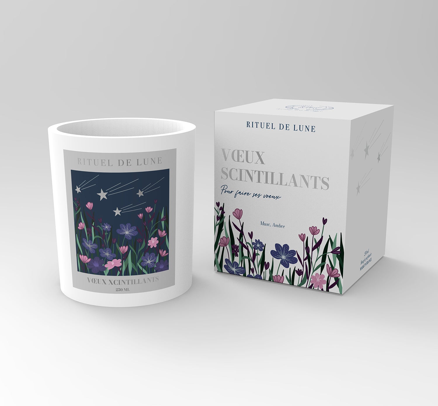 Bougie "Voeux Scintillants" pour la réalisation de ses voeux - 250ml