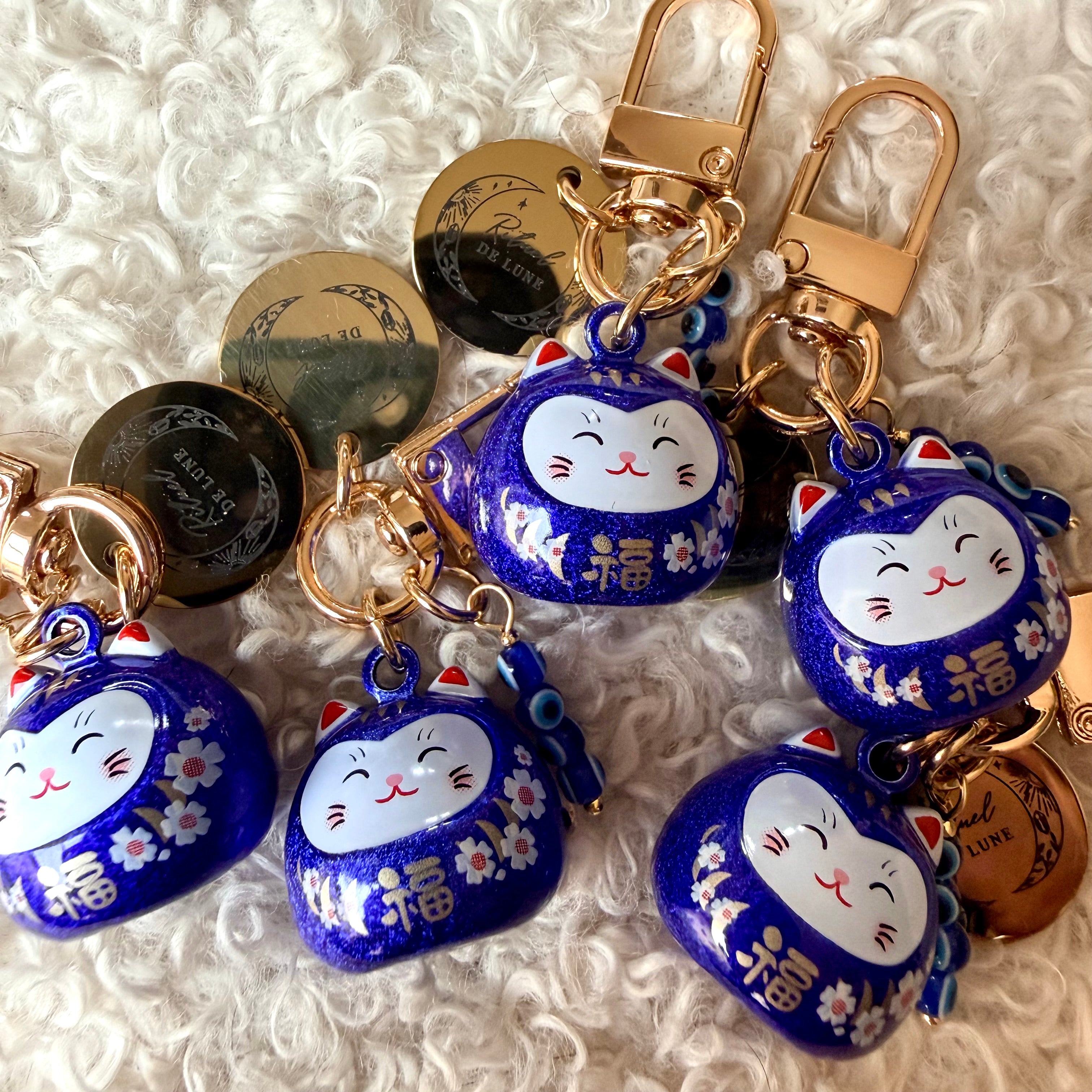 Chat maneki neko pailleté avec perles rituel de lune au choix
