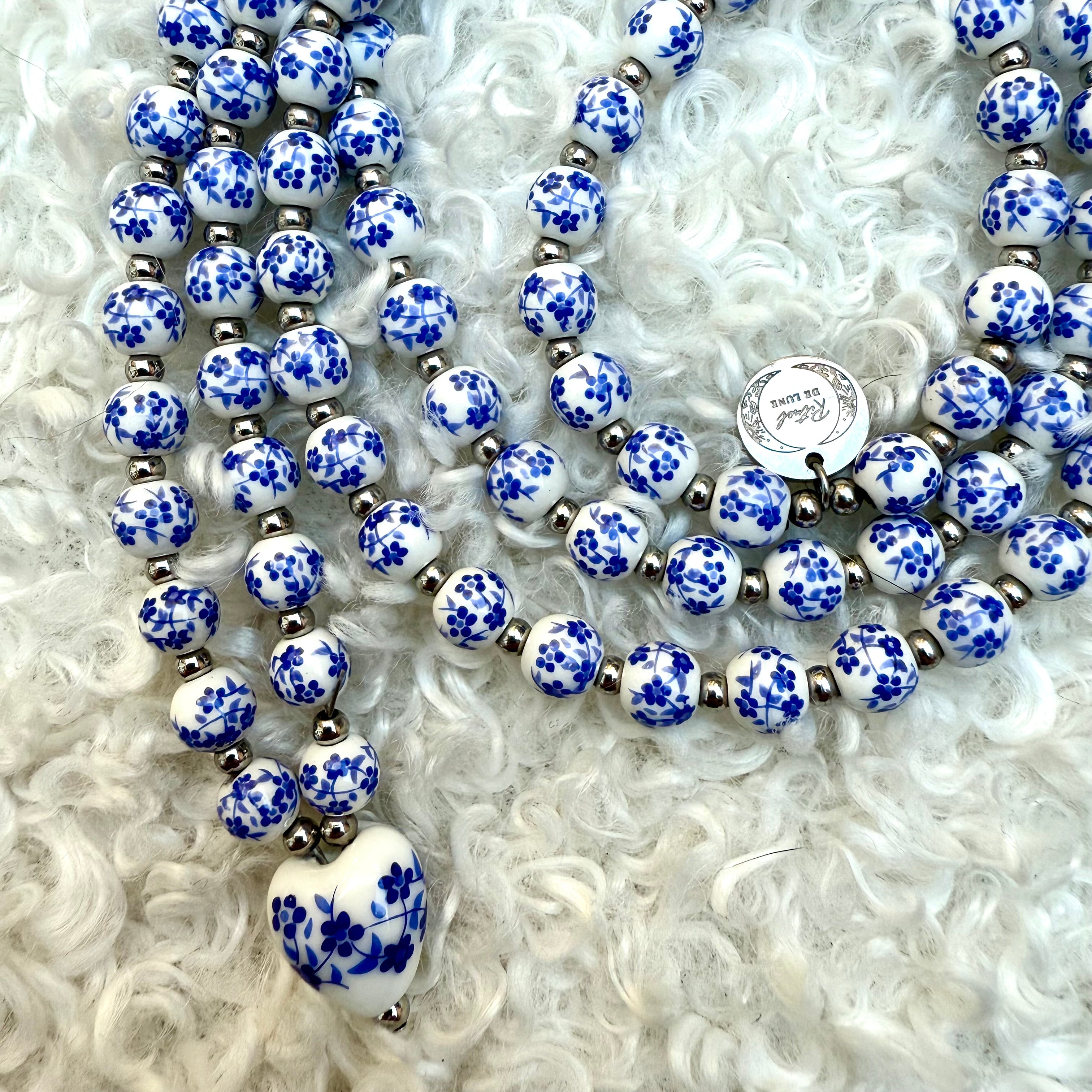 🌙✨ Mala Céleste – Harmonie des Fleurs Bleue