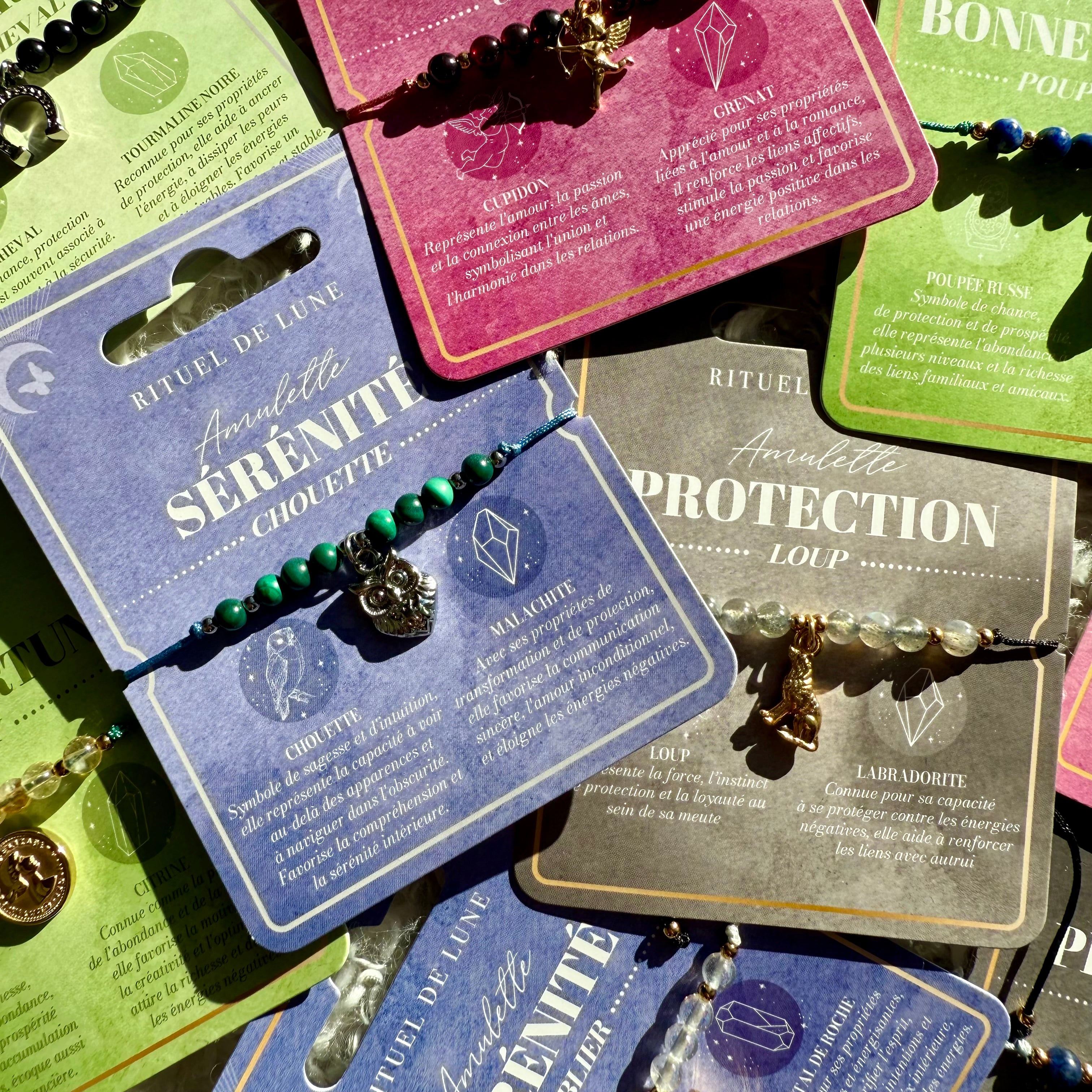 🌙✨ LOT MYSTIQUE – 4 BRACELETS AMULETTES