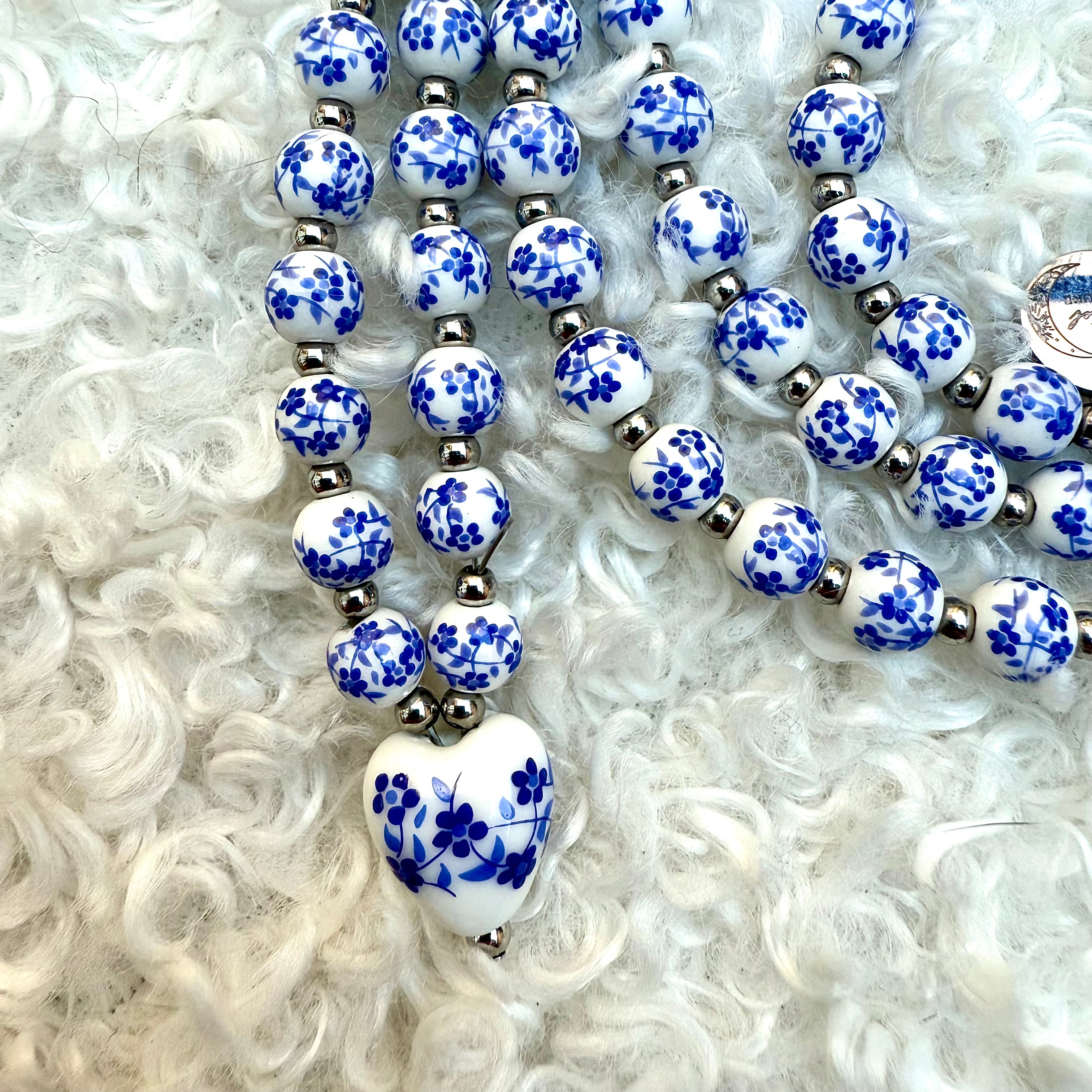 🌙✨ Mala Céleste – Harmonie des Fleurs Bleue