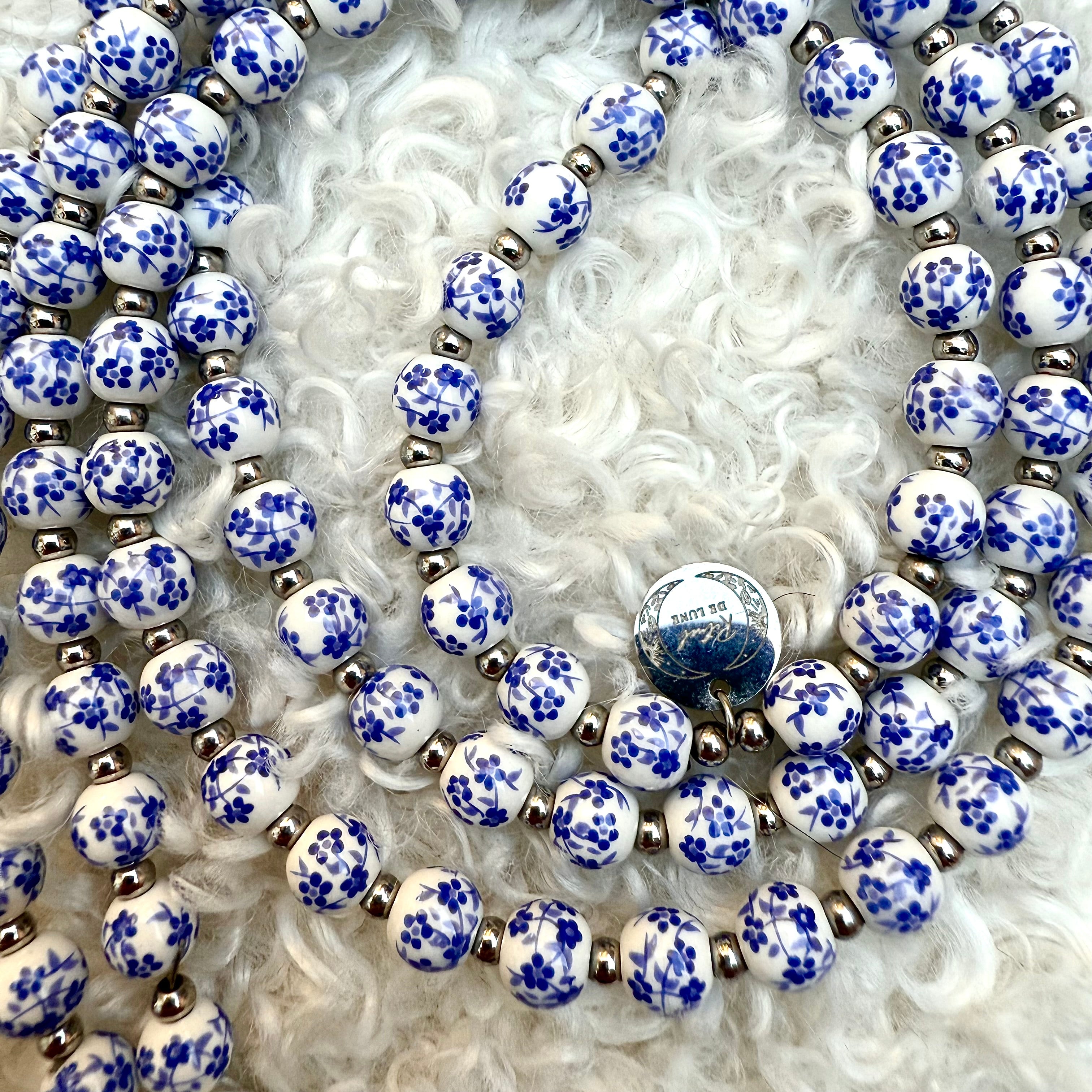 🌙✨ Mala Céleste – Harmonie des Fleurs Bleue