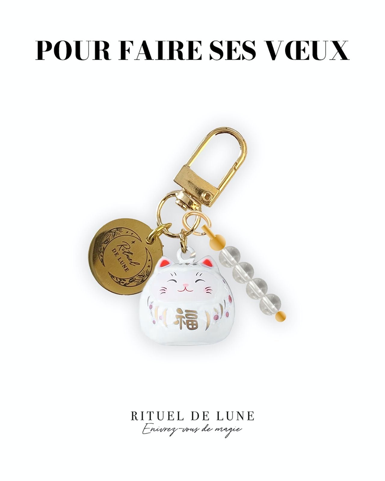 Chat Maneki Neko (au choix) avec pierre naturelle