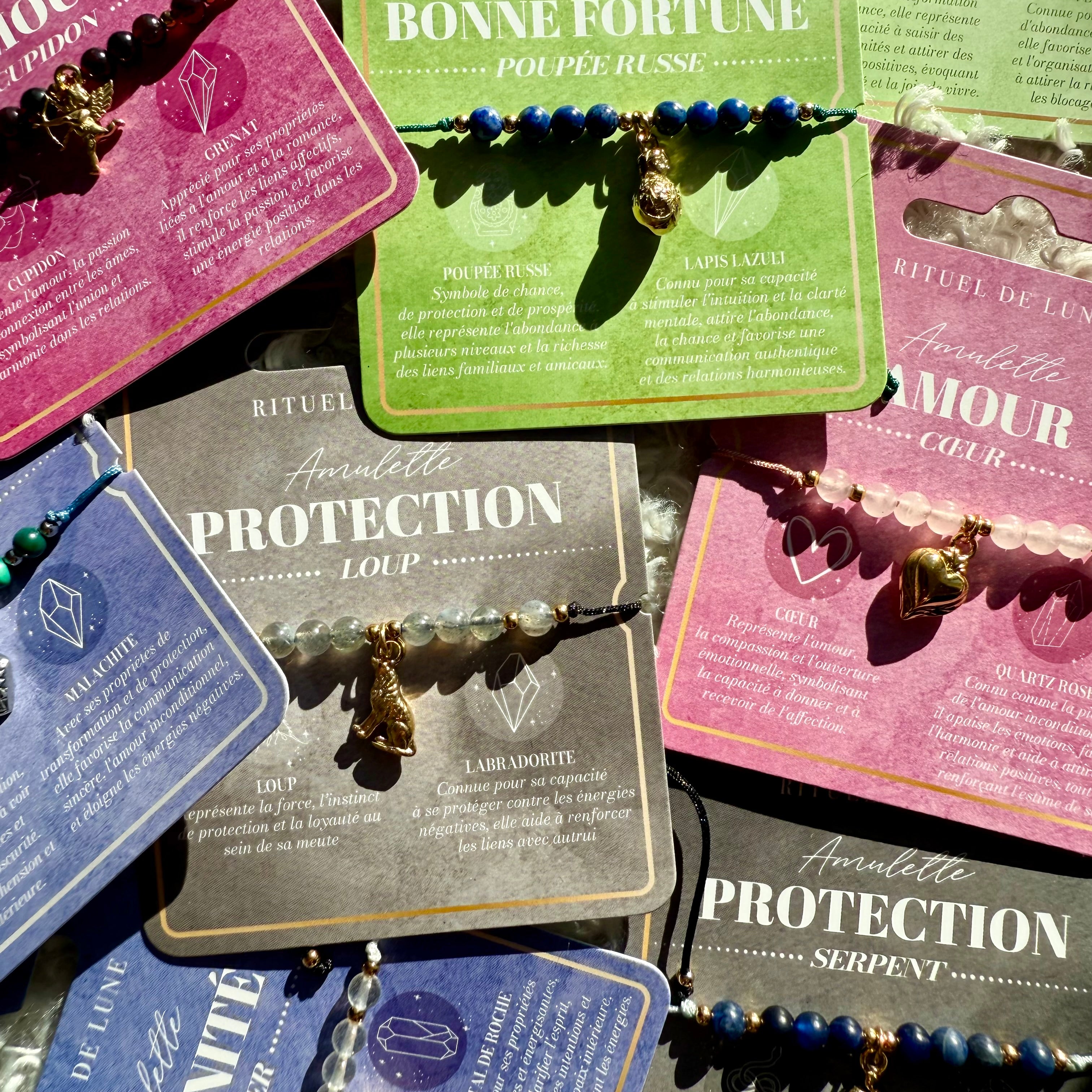 🌙✨ LOT MYSTIQUE – 4 BRACELETS AMULETTES