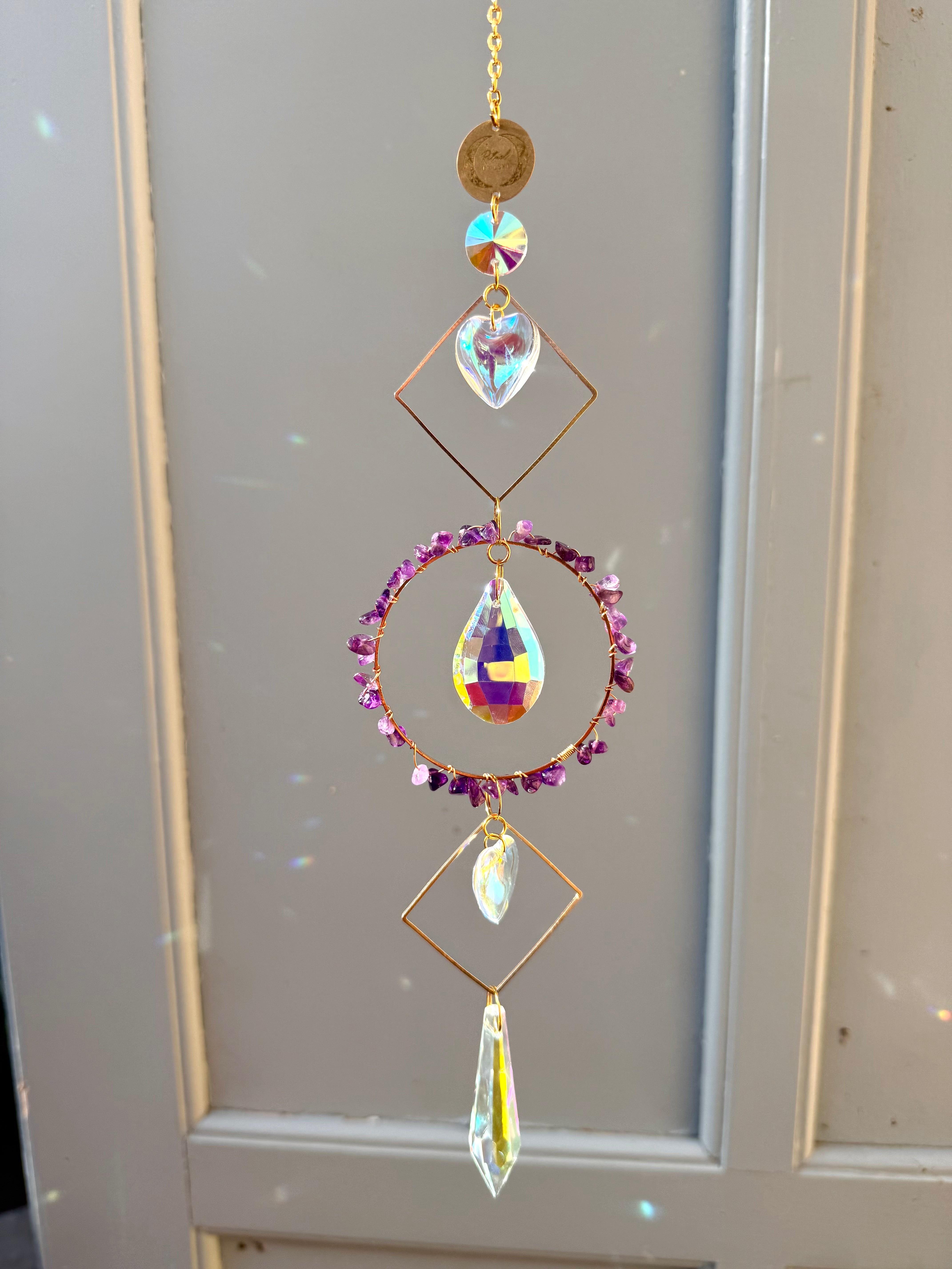 Suncatcher cercle améthyste rituel de Lune