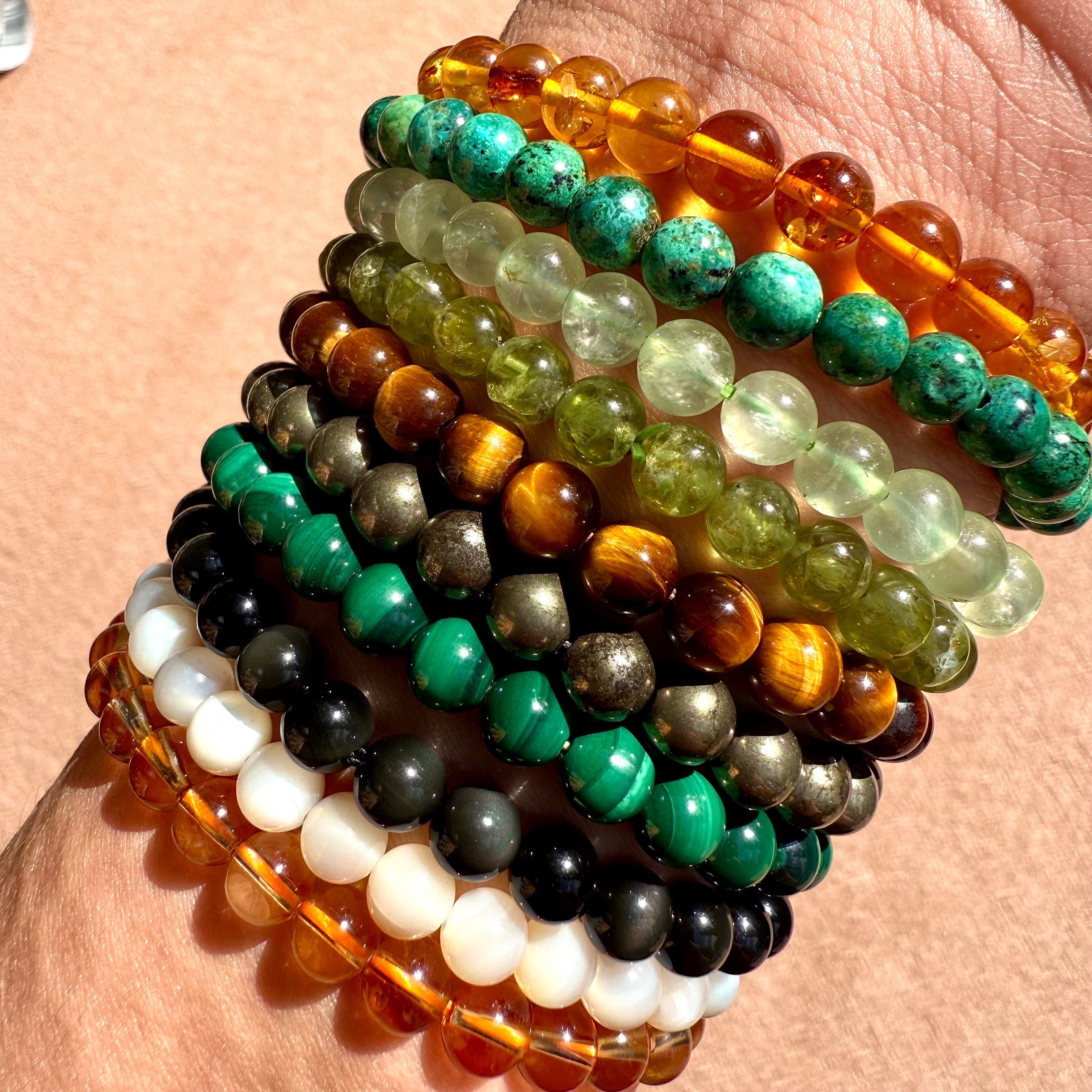 BRACELET EN PERLES NATURELLES 6MM AU CHOIX