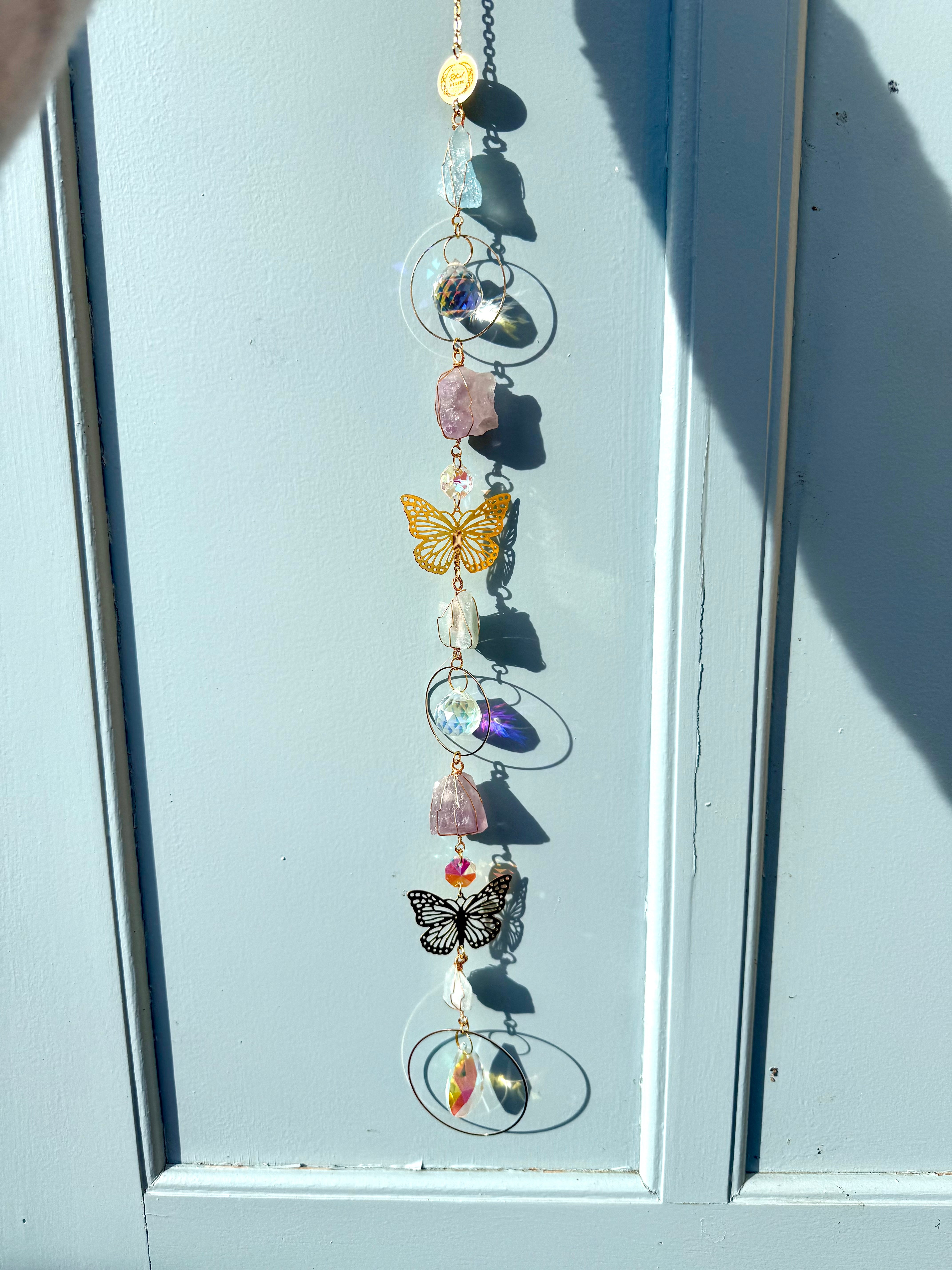 Suncatcher Sérénité - Aigue-marine, Topaze Bleue & Améthyste Lila