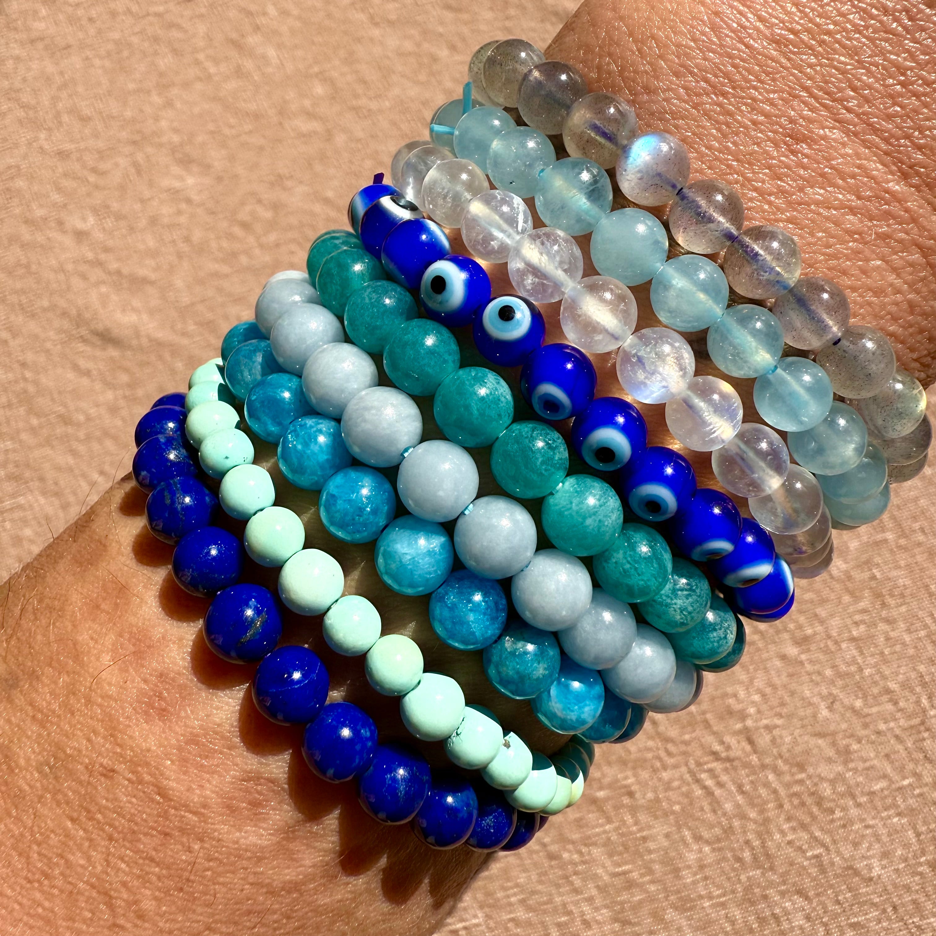 BRACELET EN PERLES NATURELLES 6MM AU CHOIX