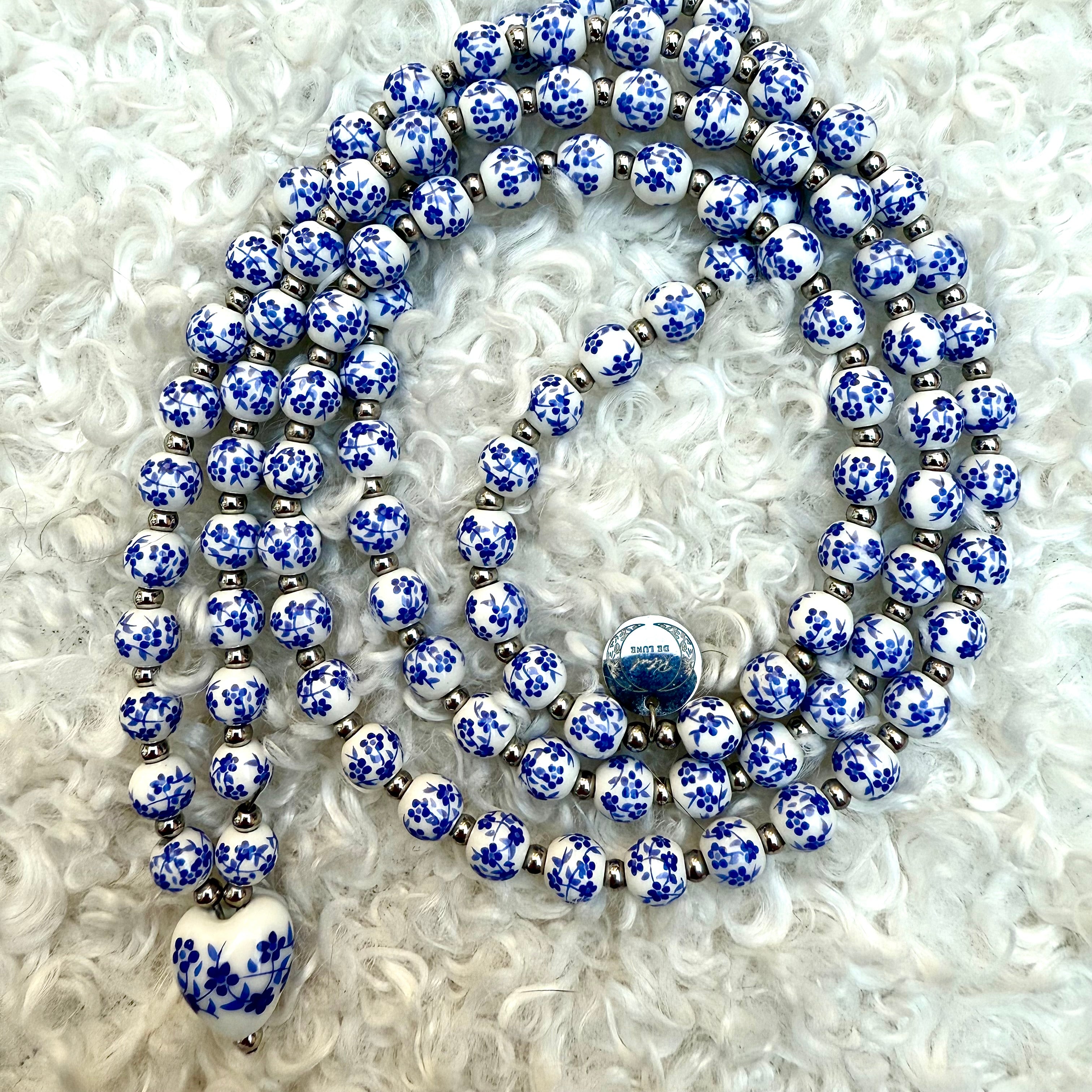 🌙✨ Mala Céleste – Harmonie des Fleurs Bleue