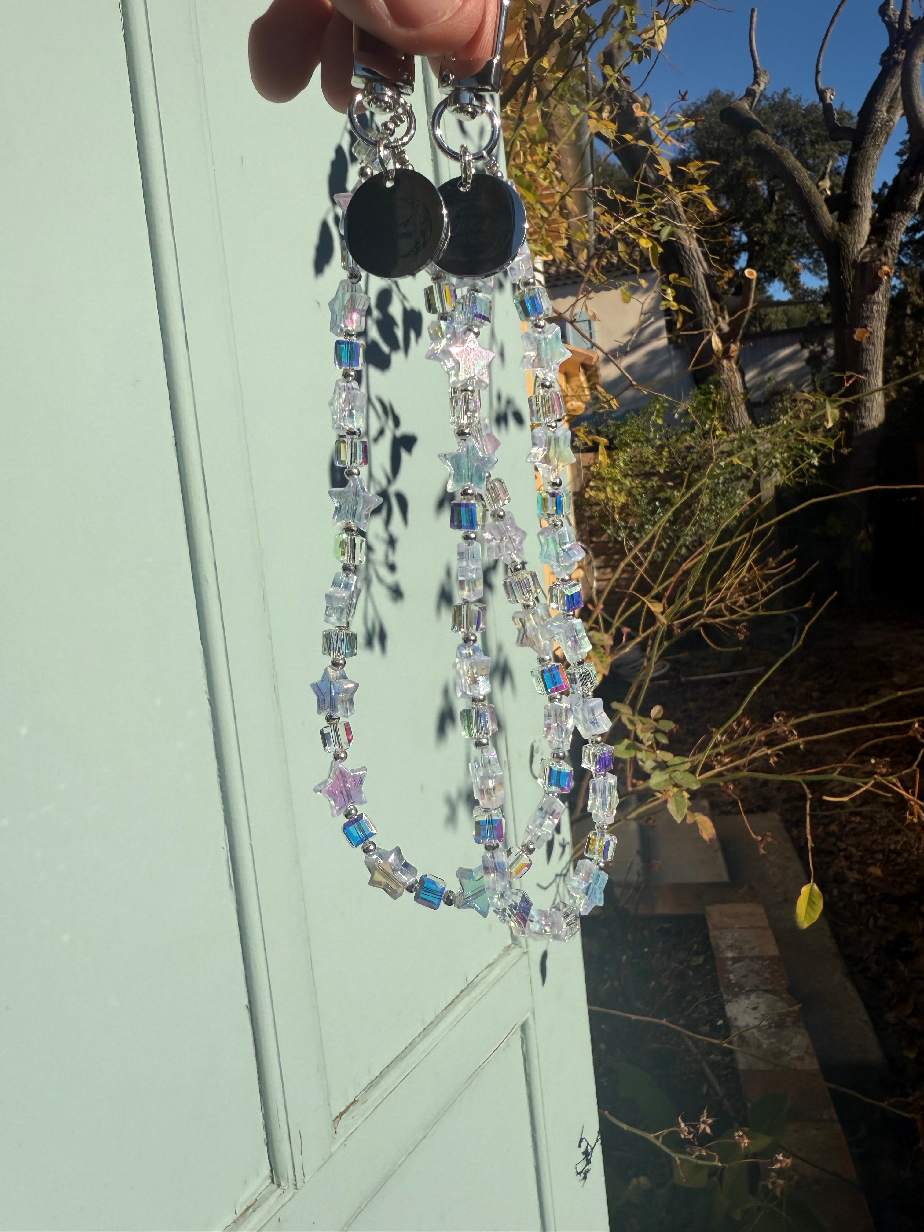 Tour de perles étoiles holographique fantaisie à clip