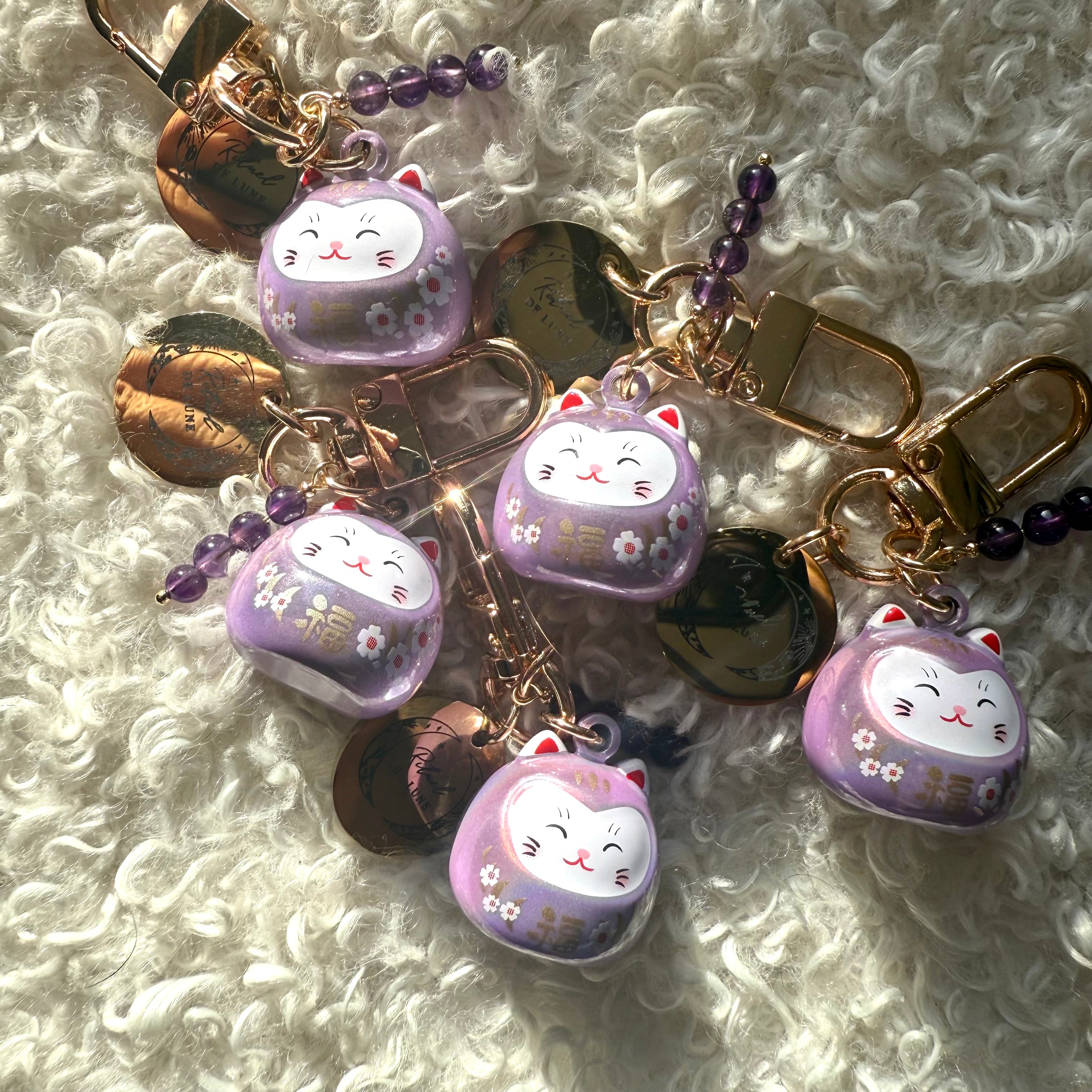 Chat maneki neko irisé avec perles Rituel De Lune