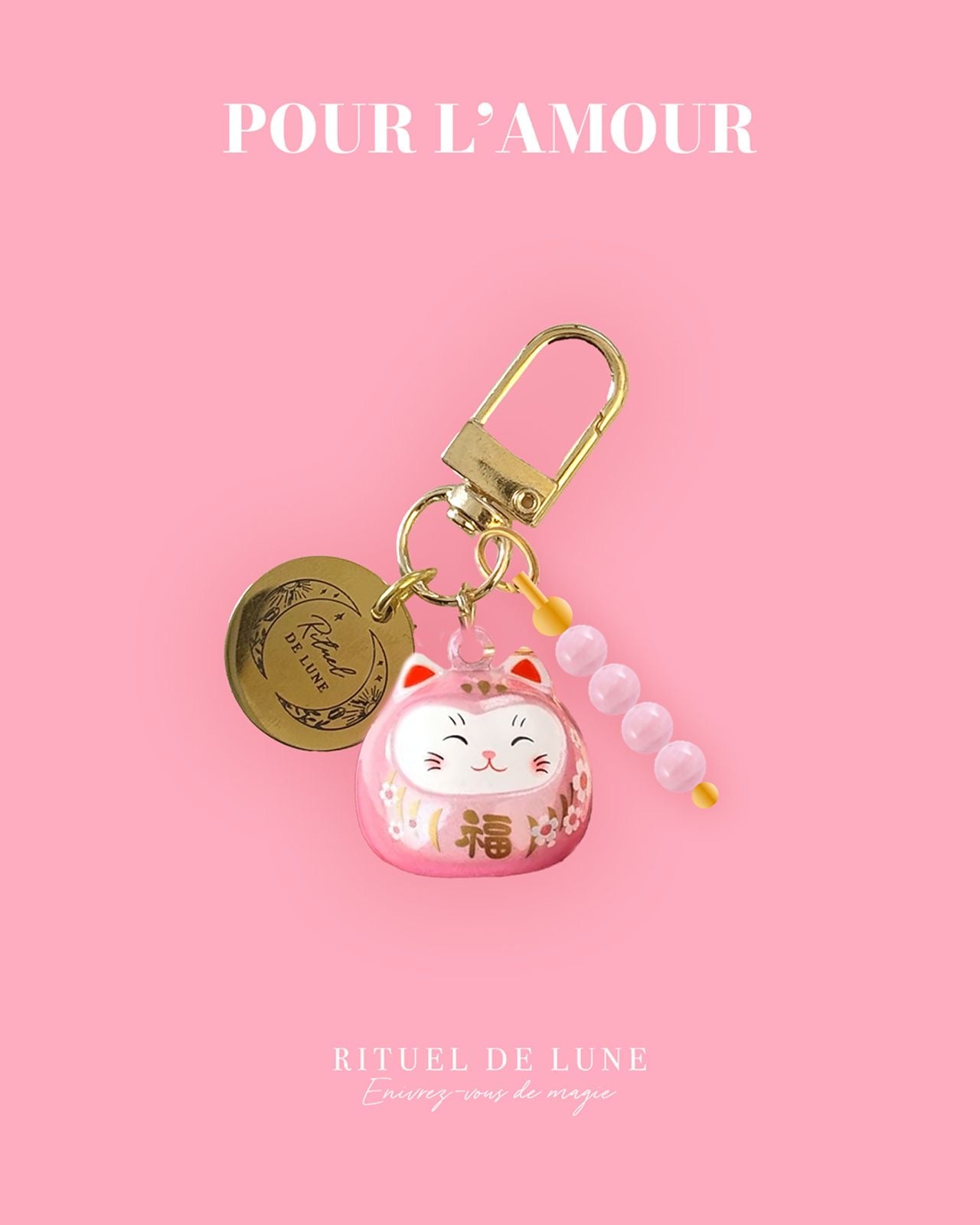 Chat Maneki Neko (au choix) avec pierre naturelle