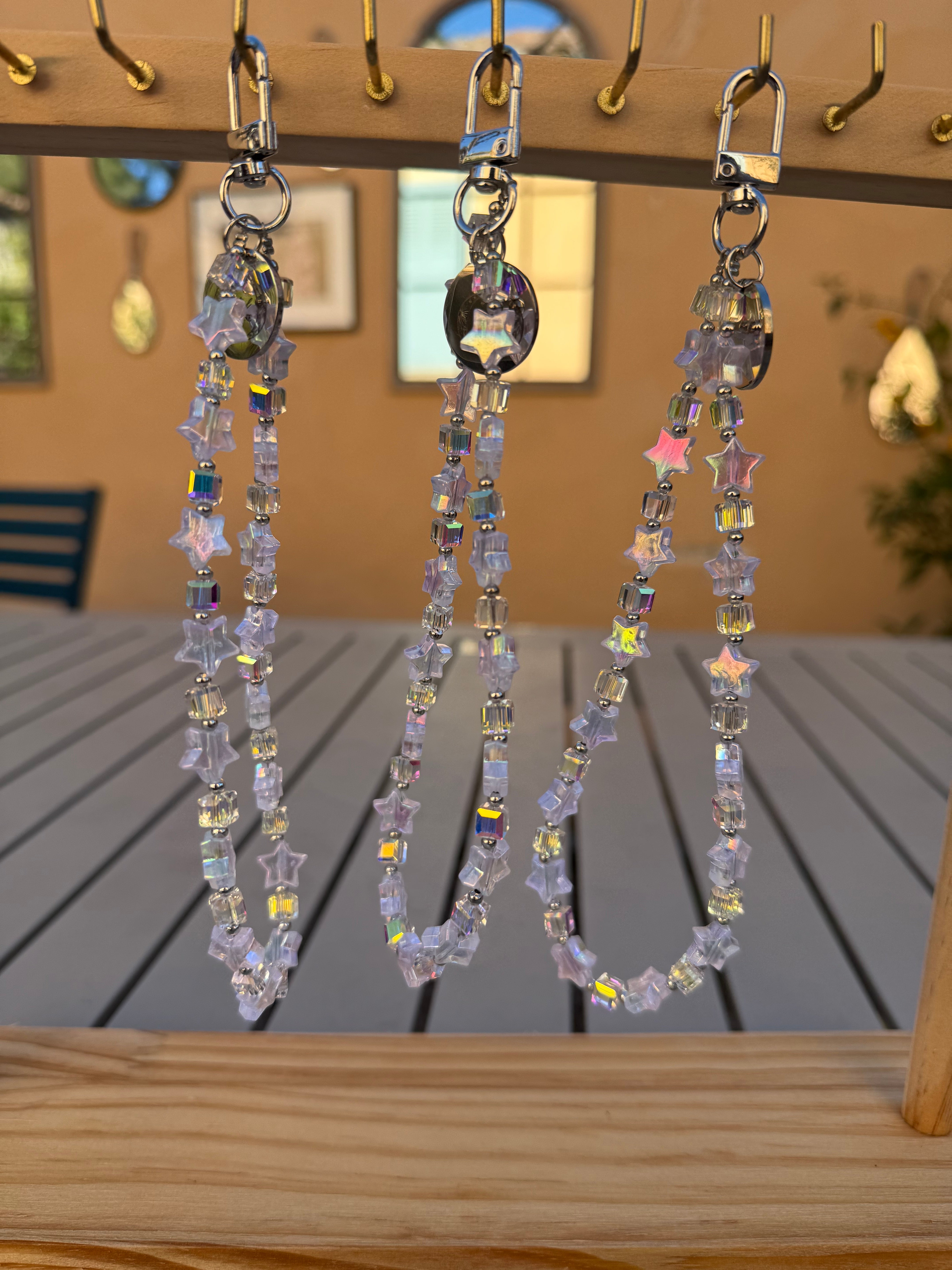 Tour de perles étoiles holographique fantaisie à clip