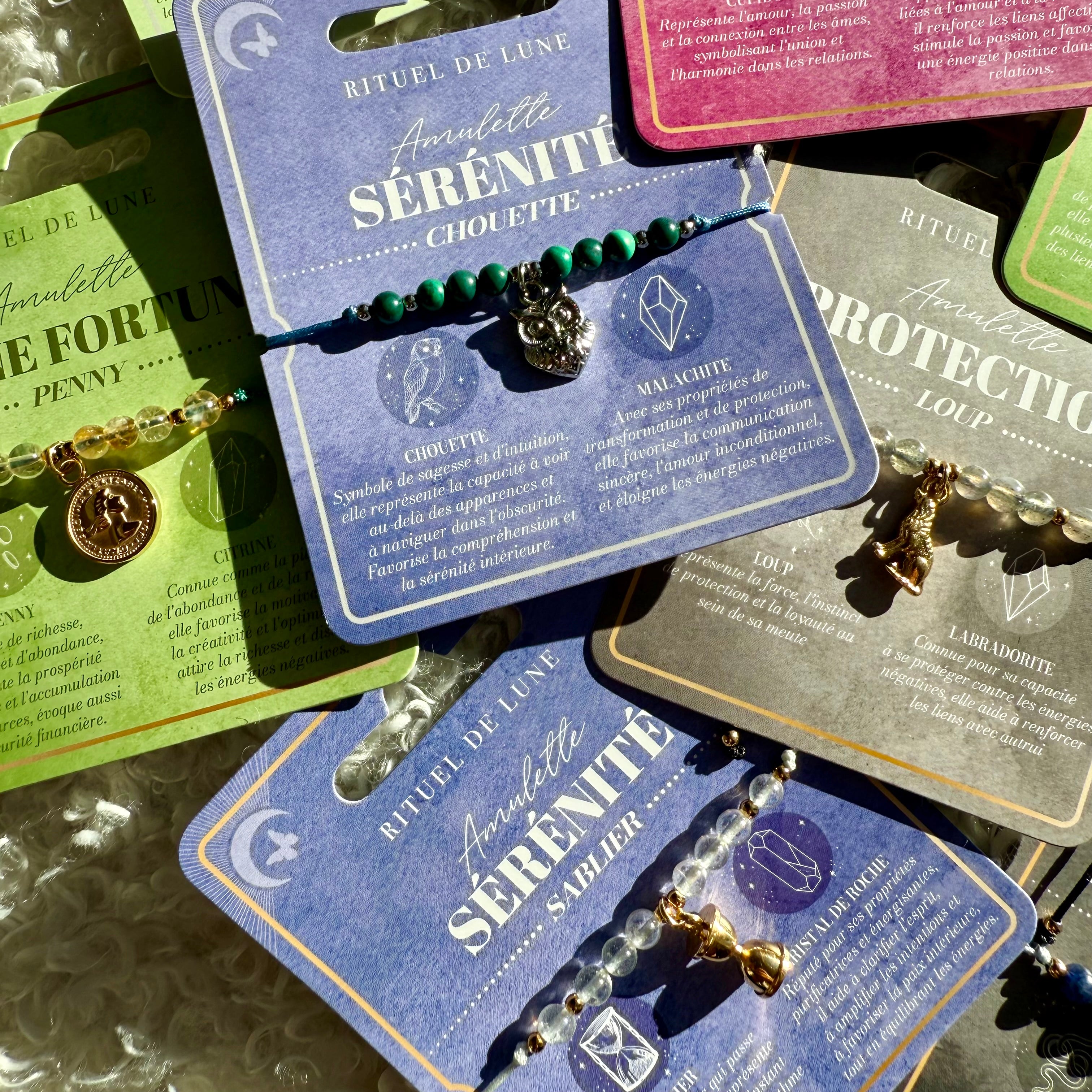 🌙✨ LOT MYSTIQUE – 4 BRACELETS AMULETTES