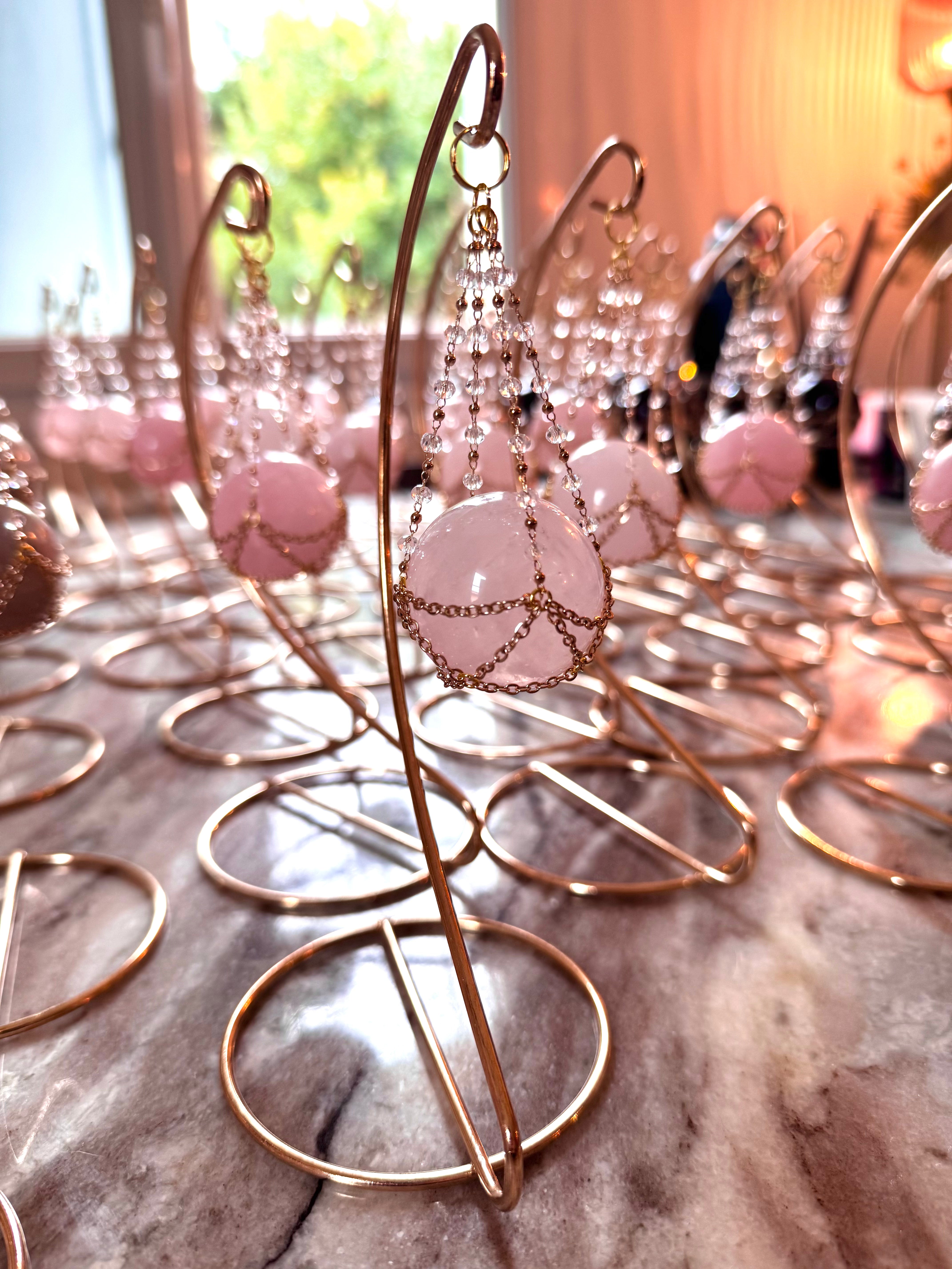 Sphère suspendue de Quartz Rose