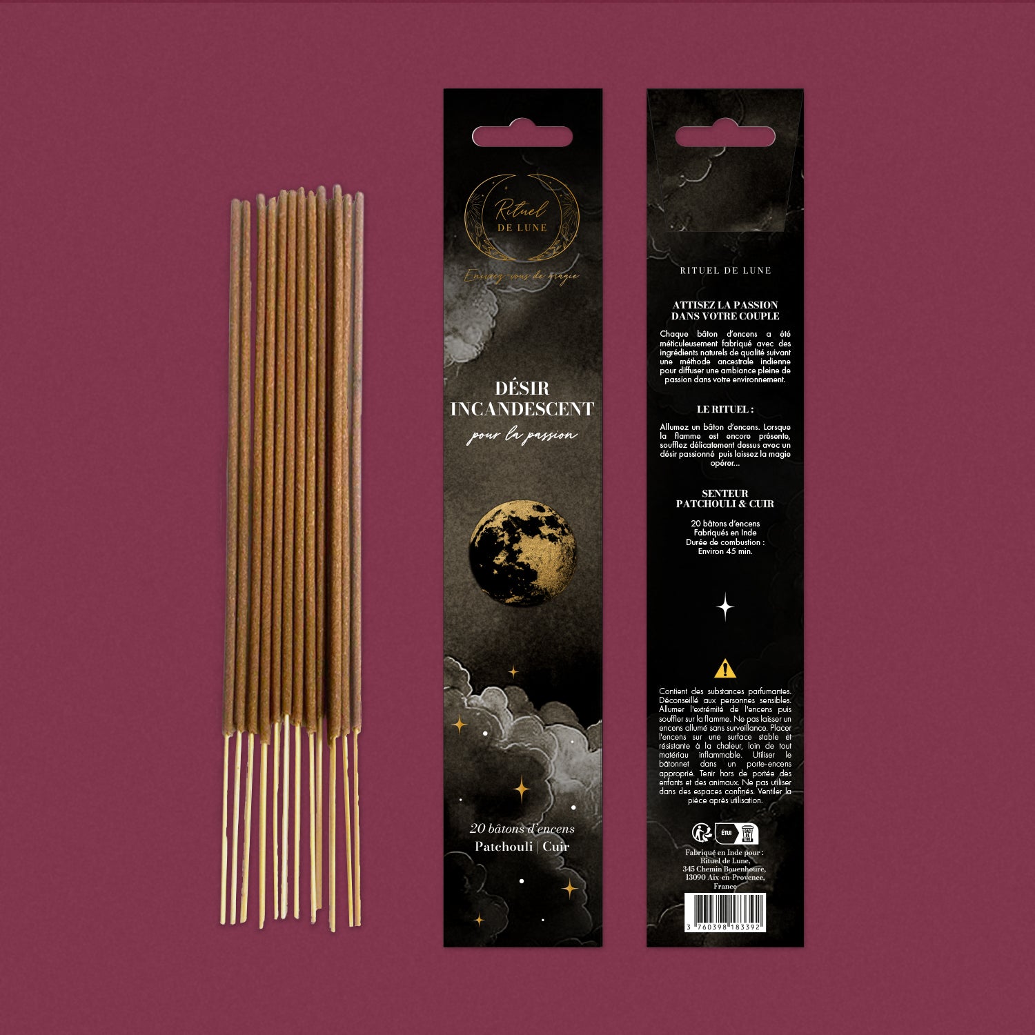 Encens d’Intention Désir Incandescent Patchouli et Cuir