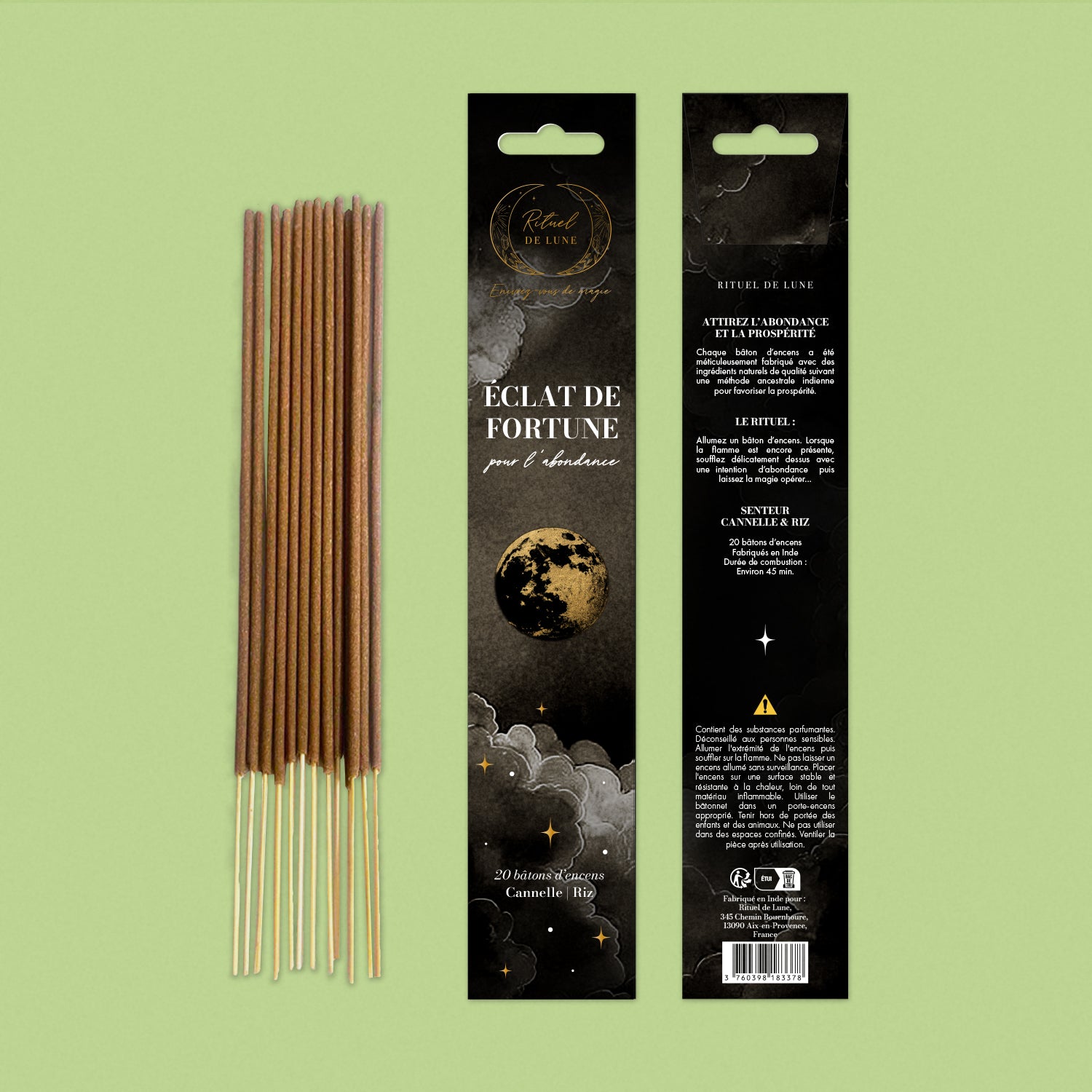 Encens d’Intention Éclat de Fortune Poudre de riz et cannelle