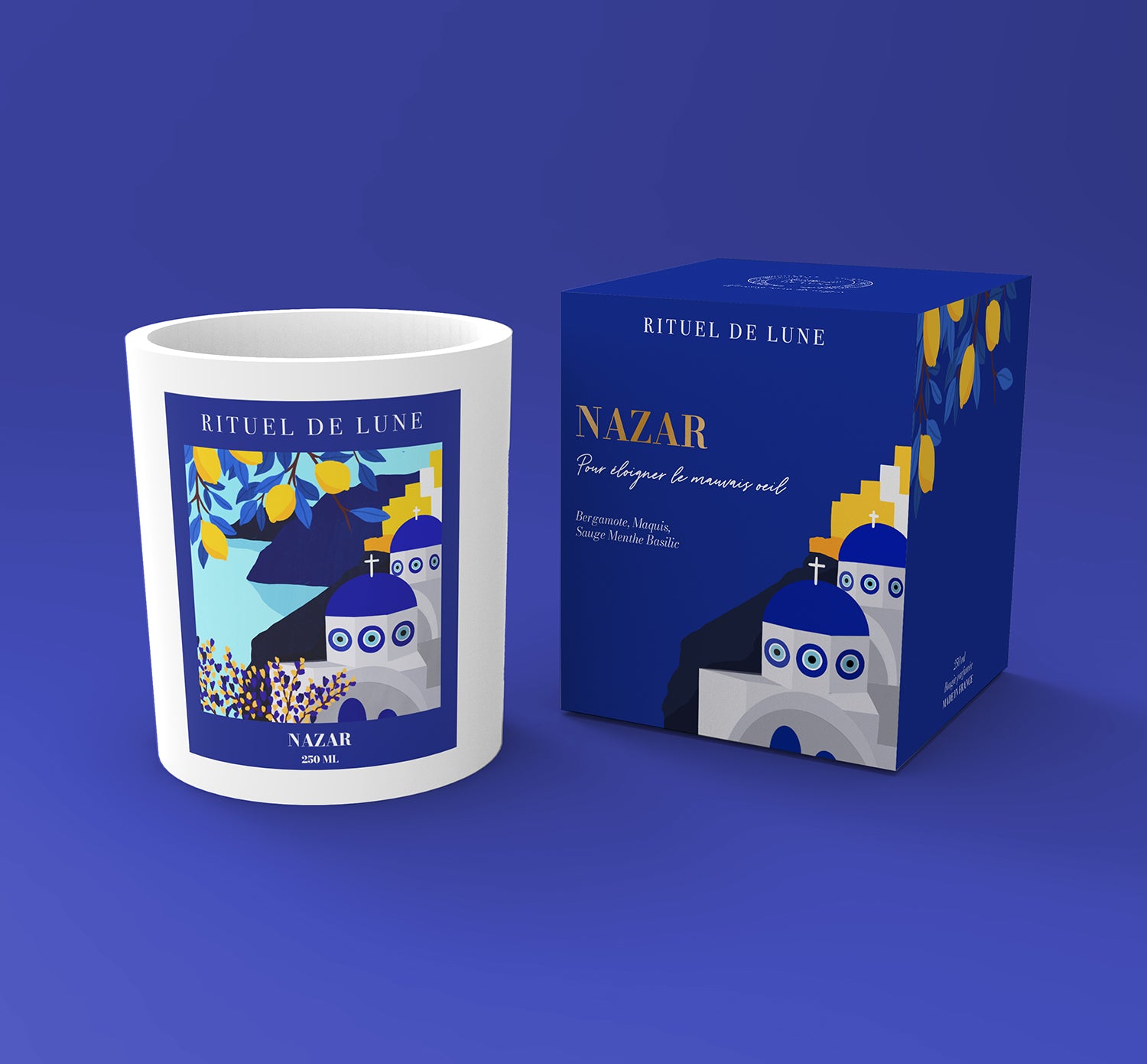 Bougie "Nazar" pour éloigner le mauvais oeil - 250ml
